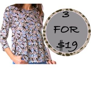3/$19 Rebecca Taylor Floral Print Textured Silk Blouse